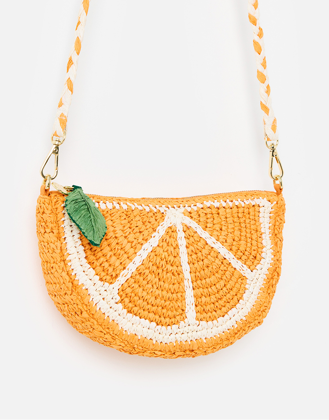Betty Orange Slice Straw Crossbody Bag