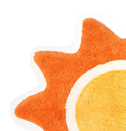 Orange Sun Round Bath Mat