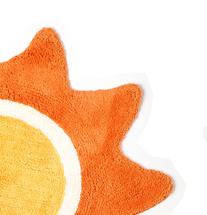 Orange Sun Round Bath Mat