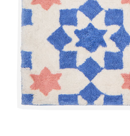 Pink & Blue Geometric Tile Bath Mat