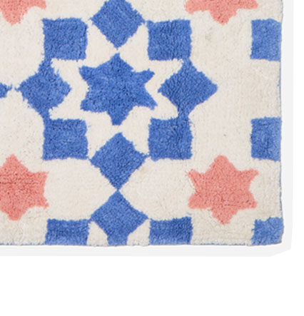 Pink & Blue Geometric Tile Bath Mat