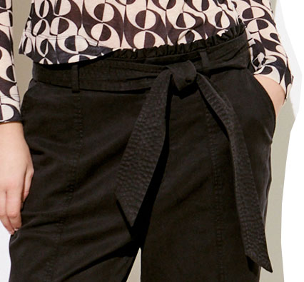 Black Paper Bag Waist Tapered Trousers