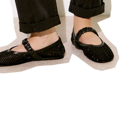 Black Sparkle Mesh Ballet Flats