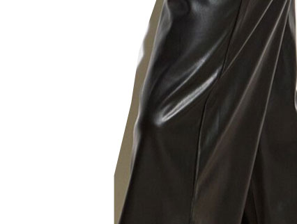 Black Faux Leather Wide Leg Trousers