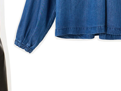 Denim Blue Frill V-Neck Blouse