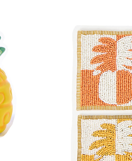 Pineapple Square Beaded Coasters Set of Four