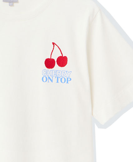 White Cherry On Top Cotton Graphic T-Shirt