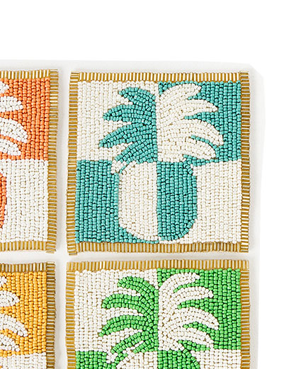 Pineapple Square Beaded Coasters Set of Four