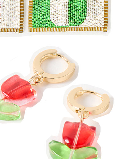 Tullia Tulip Flower Drop Hoop Earrings