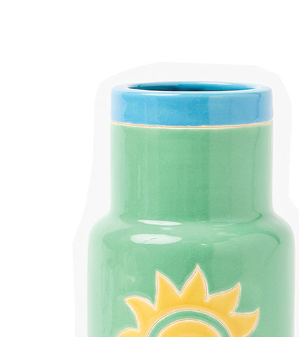 Sun Green & Blue Ceramic Vase