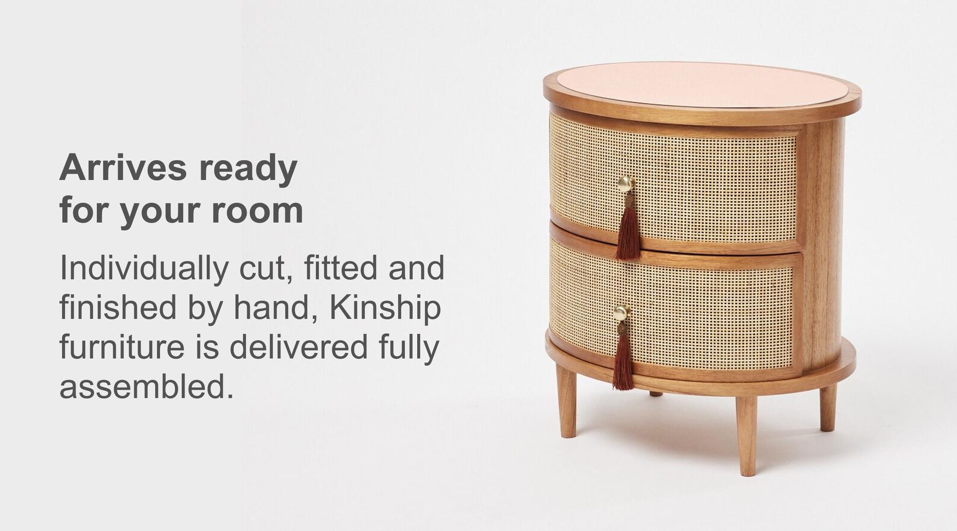 Kinship Rattan Blush Pink Bedside Table