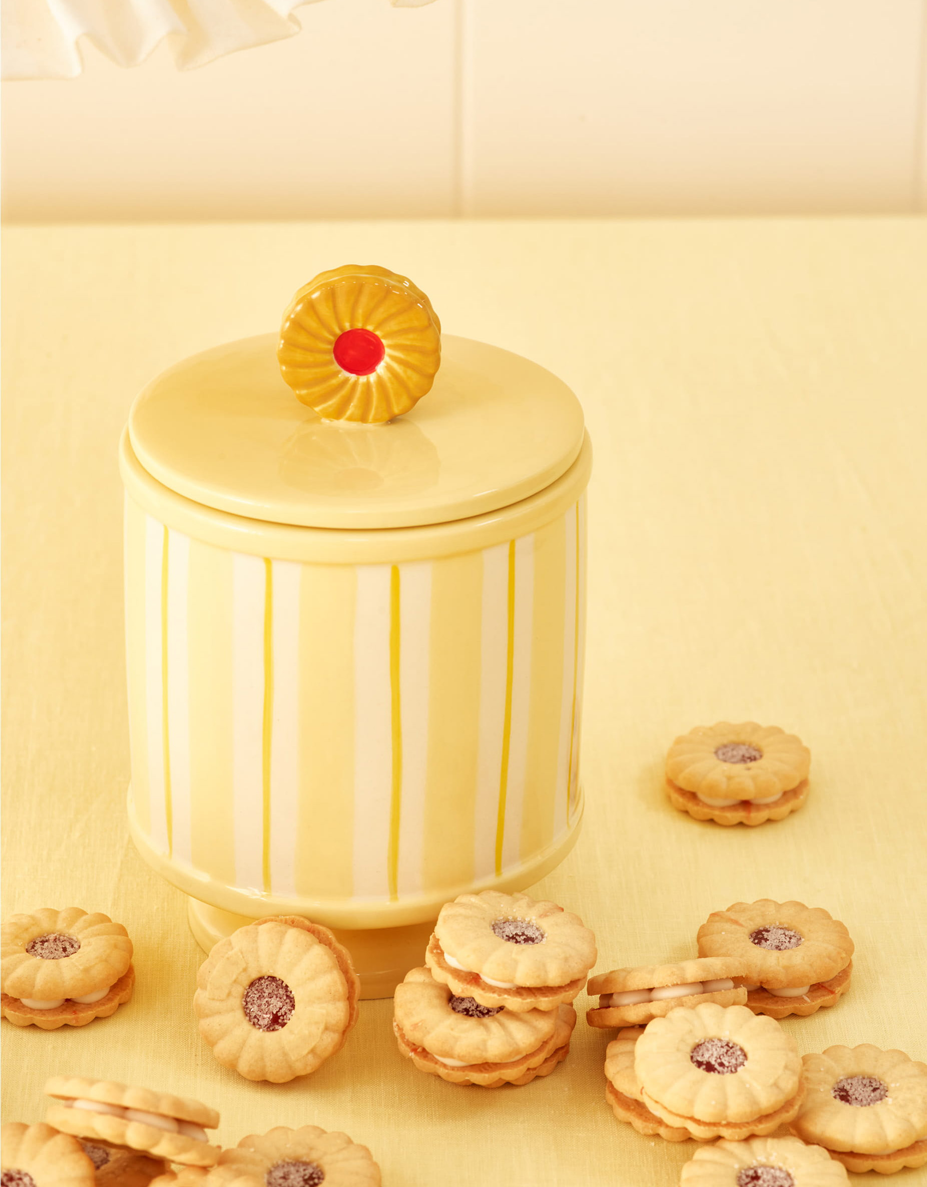 Elevenses Yellow Stripe Ceramic Biscuit Jar
