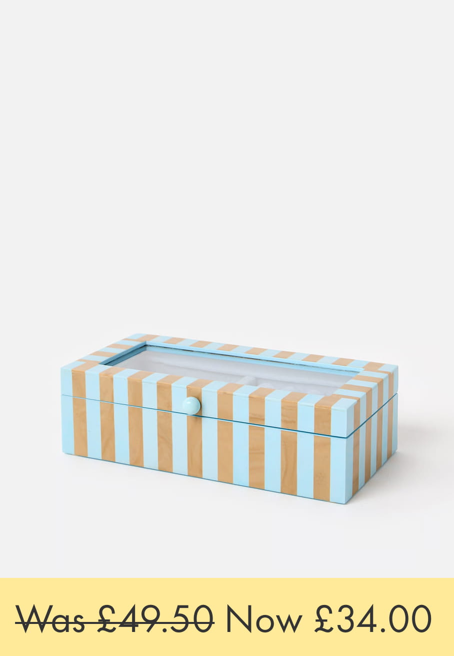 Blue & Brown Resin Striped Large Jewellery Box