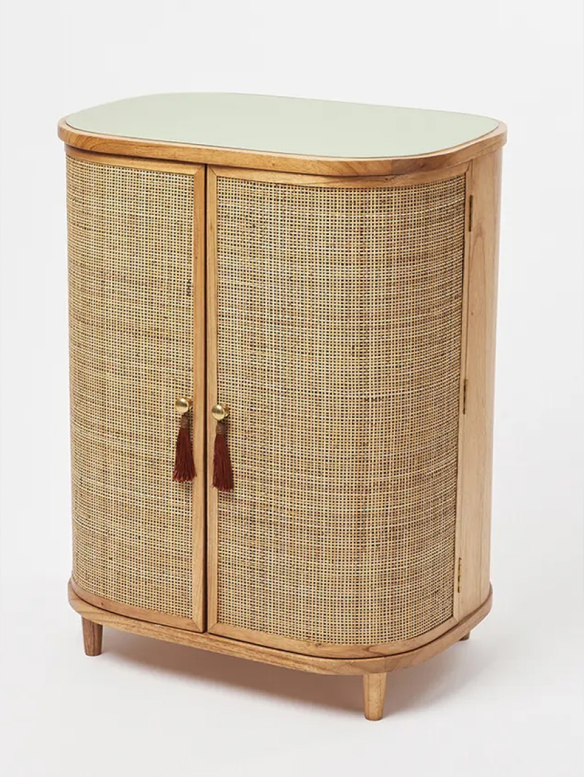 Kinship Rattan Sage Green Cabinet