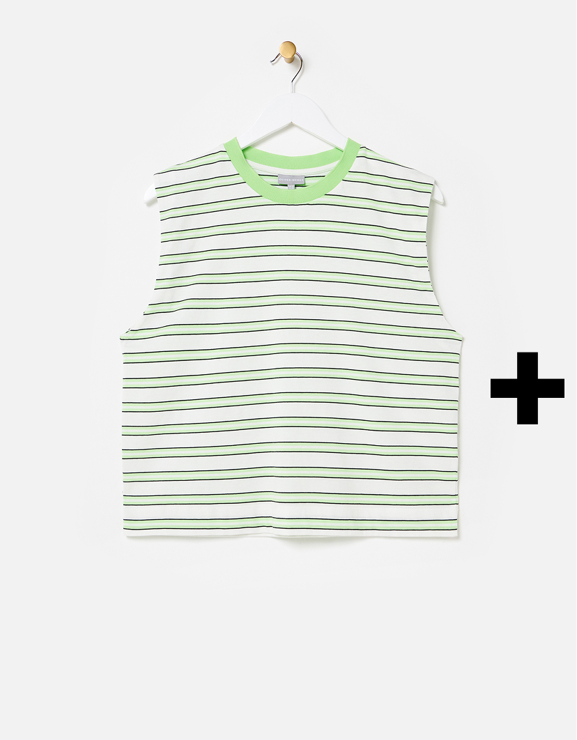 Green & White Striped Tank Top