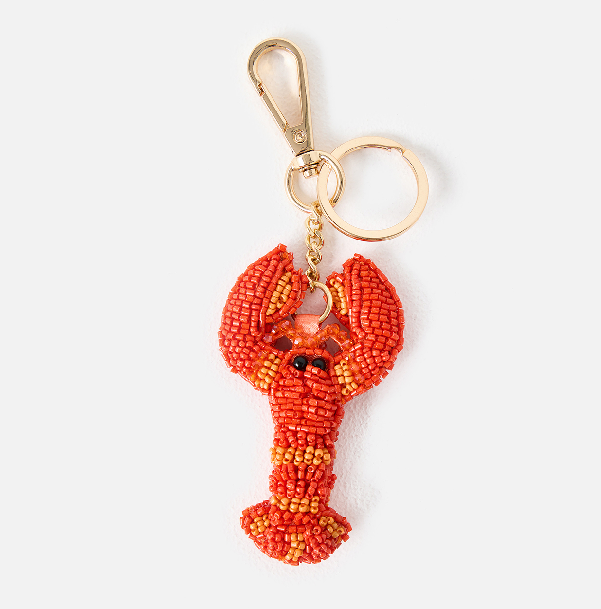 Orange Lobster Beaded Keyring