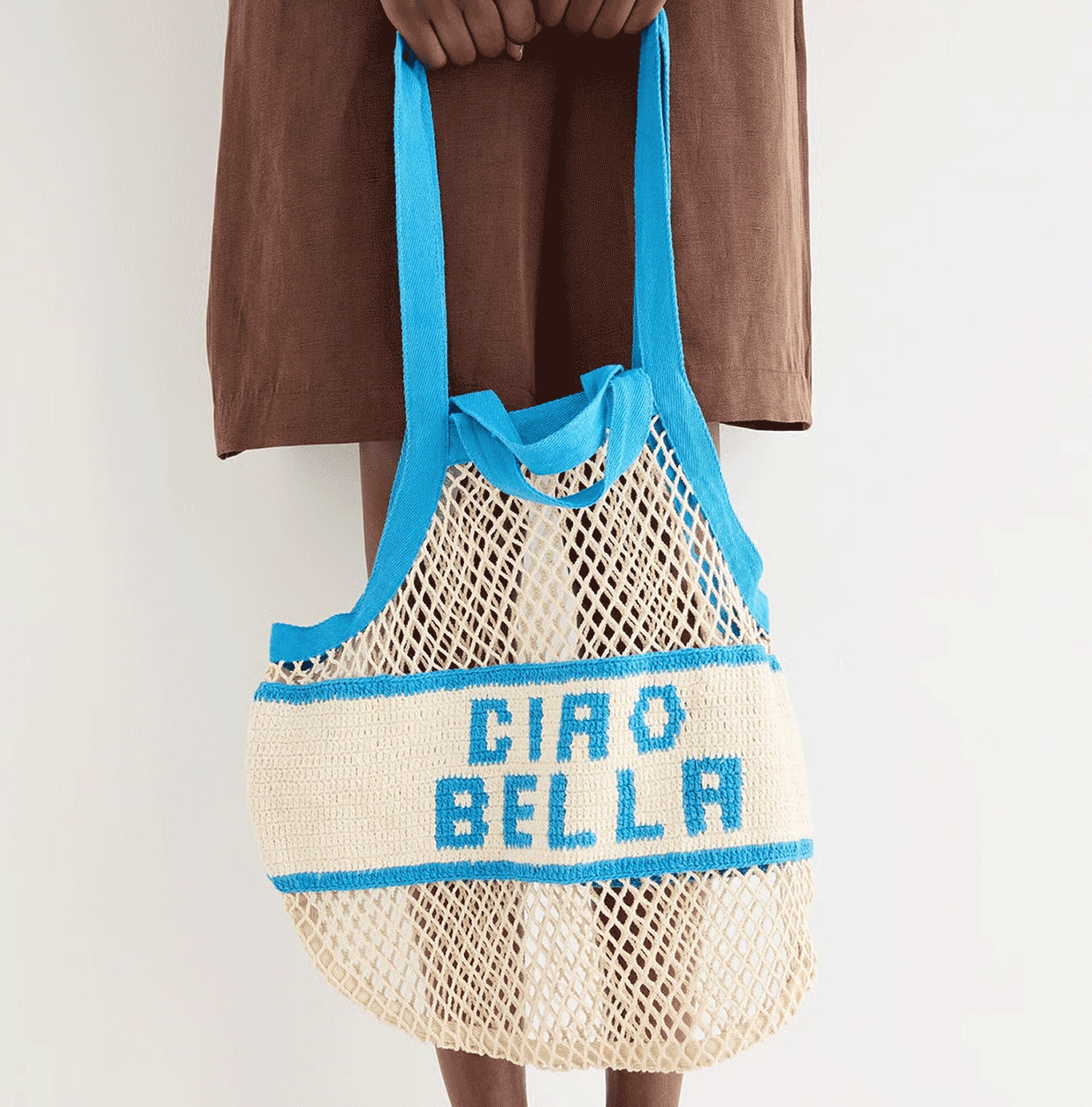 Cream & Blue Ciao Bella Net Shopper Bag