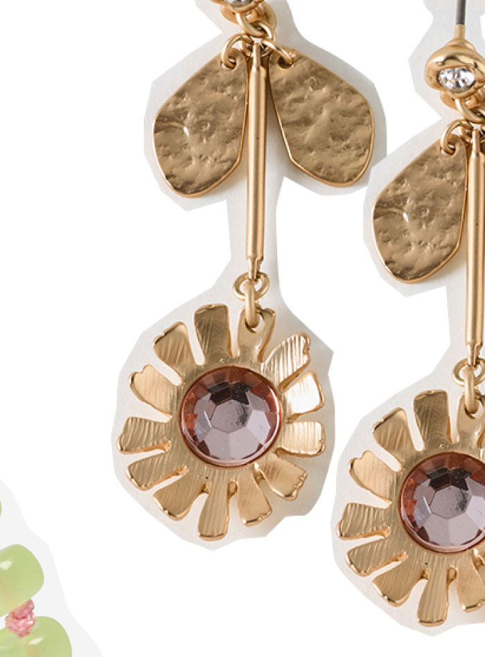 Fina Flower Bar Drop Stud Earrings