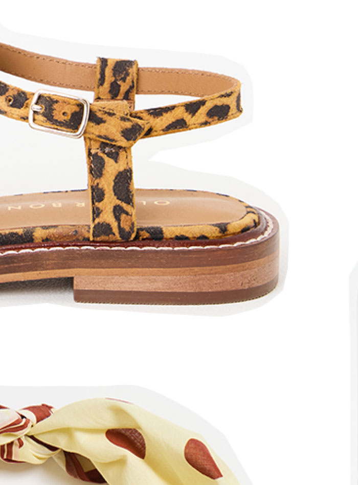 Leopard Print Square Toe Suede Fisherman Sandals