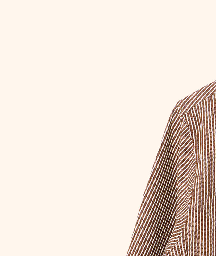 Brown & Ecru Striped Denim Jacket