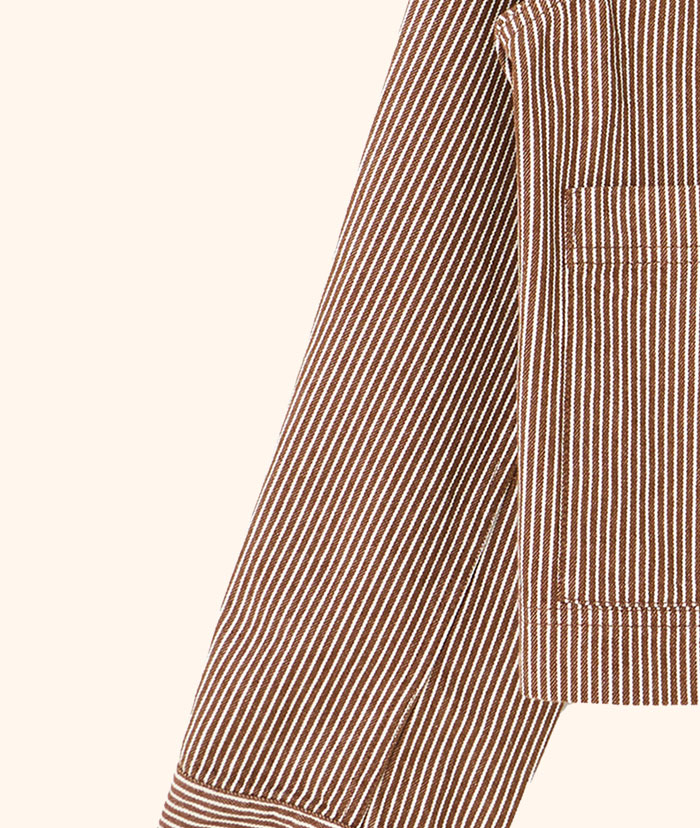 Brown & Ecru Striped Denim Jacket