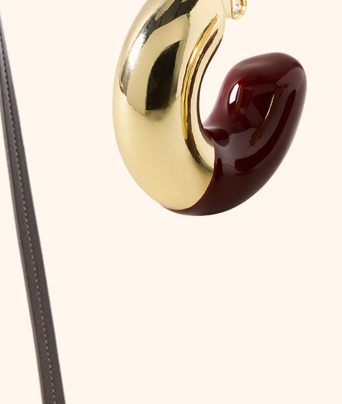Karina Half Brown & Gold Tone Chunky Hoop Earrings