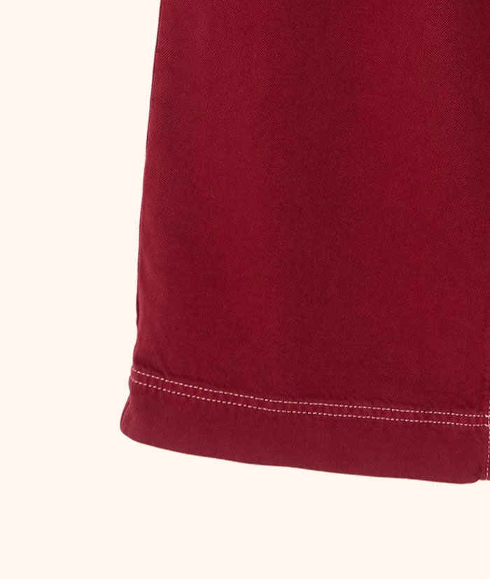 Berry Red Scalloped Pocket Cropped Wide Leg Jeans