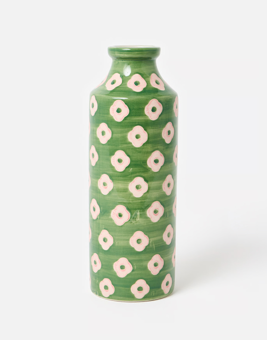 Cassis Green Floral Ceramic Vase
