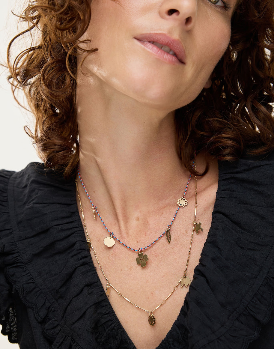 Kezia Multi Charm Double Row Cord Necklace