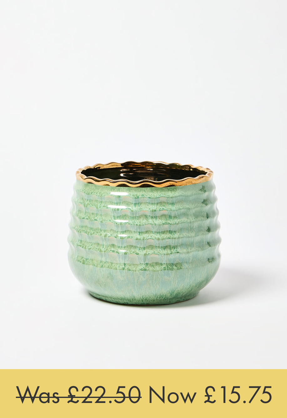 Lucia Gold Metallic Green Ceramic Plant Pot Medium