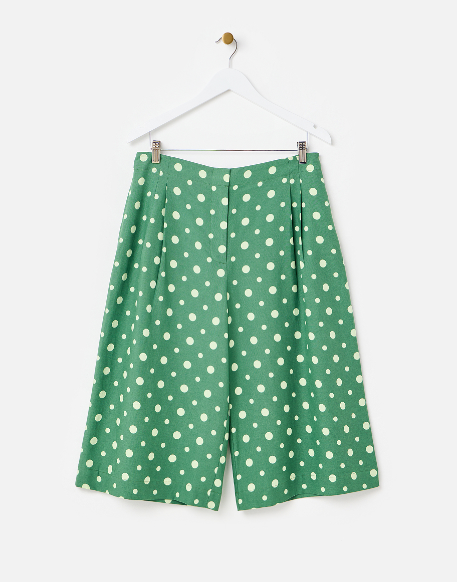Green & Yellow Polka Dot Wide Leg Culotte Trousers