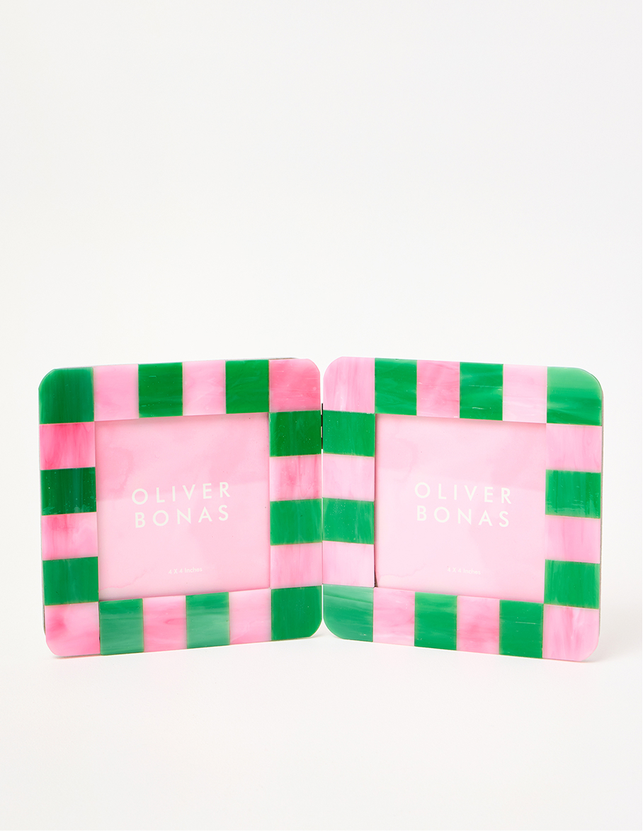 Alyssa Pink & Green Resin Multi Photo Frame 4x4