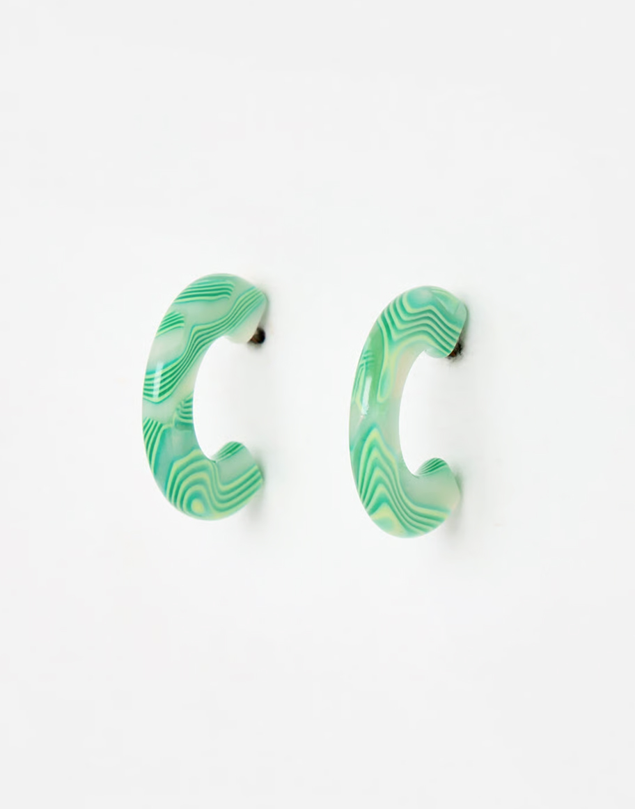 Erica Green Shimmer Resin Mini Hoop Earrings