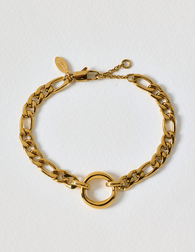 Zora Gold Tone Waterproof Chunky Ring Bracelet