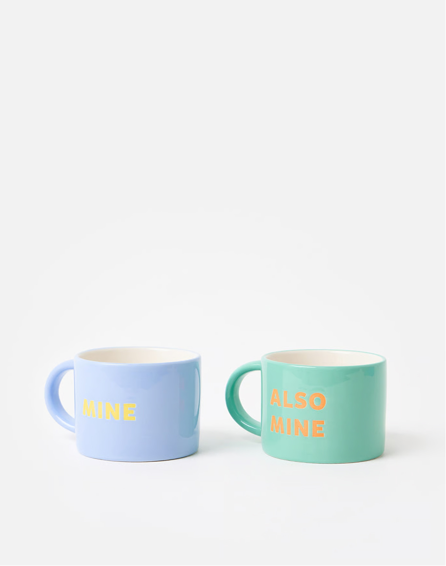 Mine & Also Mine Ceramic Mugs Set of Two