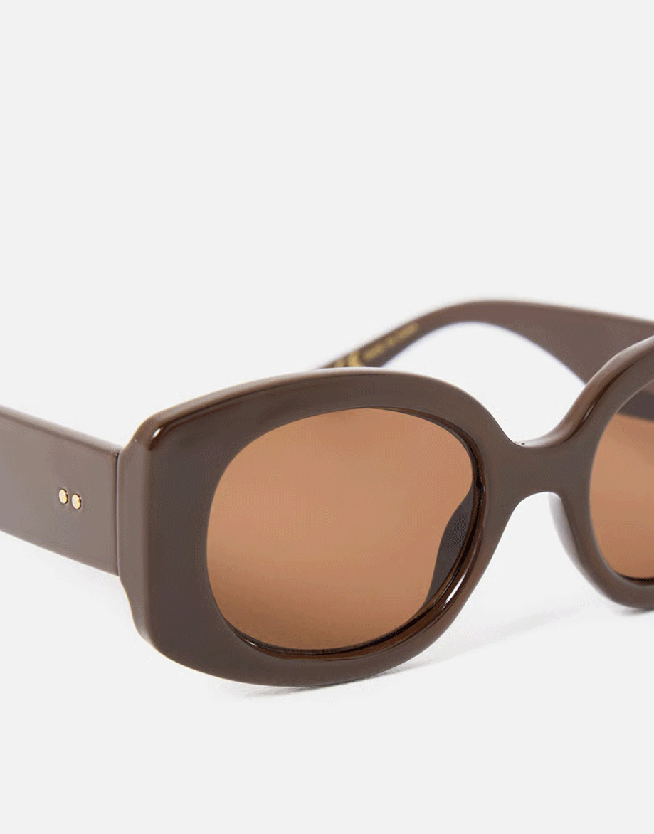 Brown Angled Oval Sunglasses