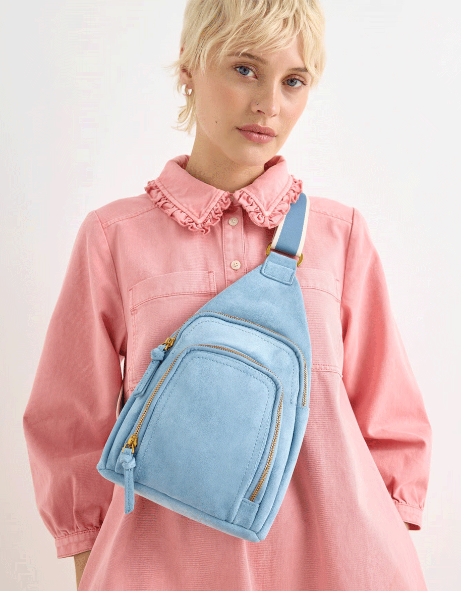 Reece Blue Faux Suede Belt Bag