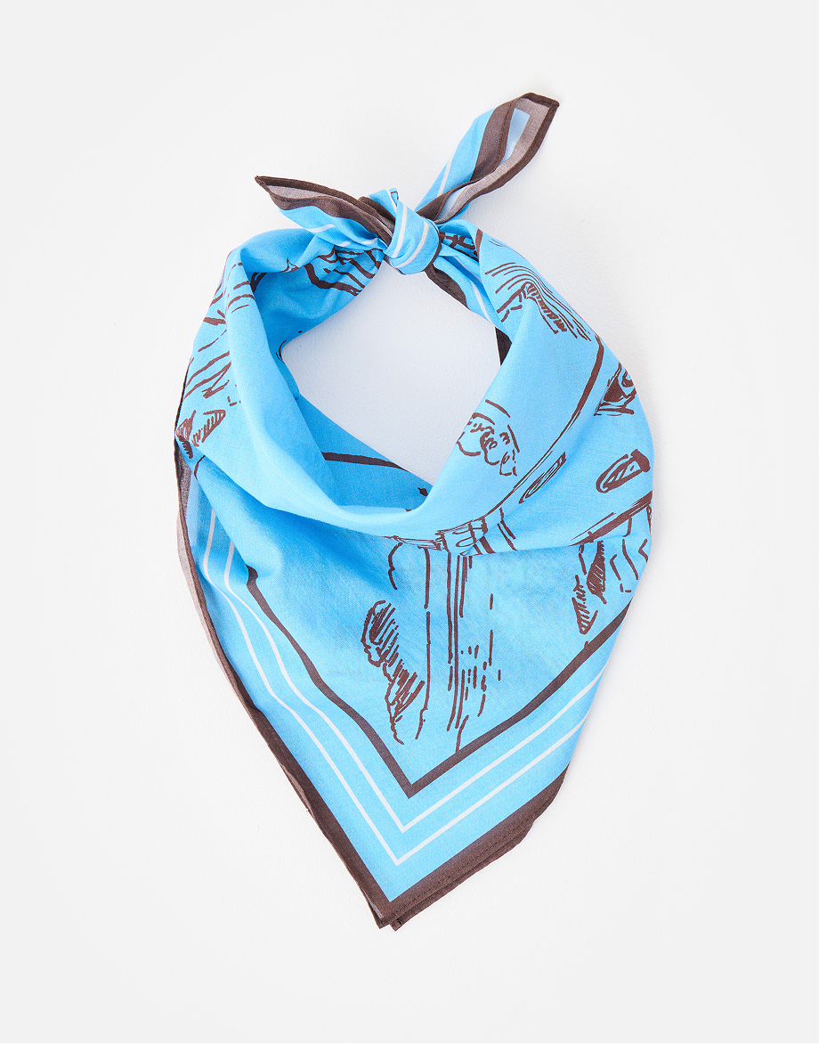 Blue & Brown Beach Scene Square Scarf
