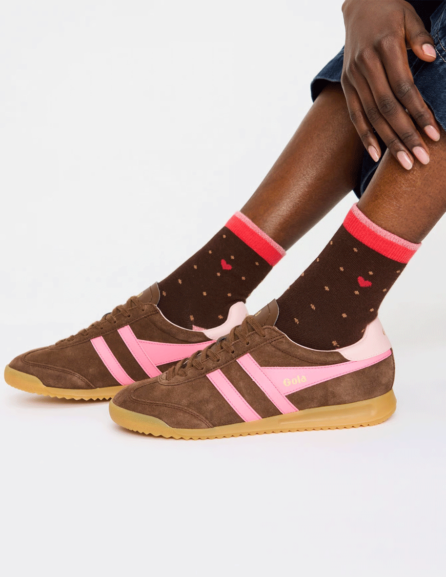Gola Torpedo Dark Brown & Pink Trainers