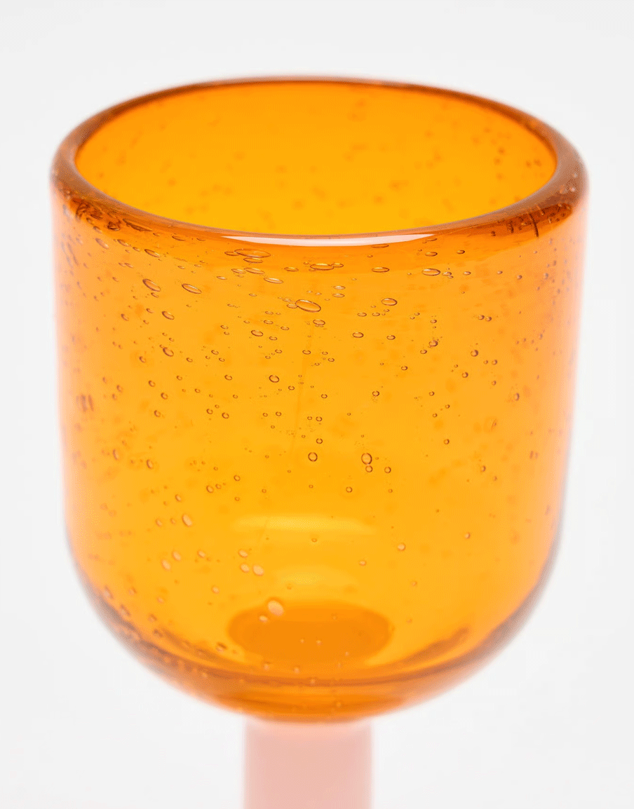 Sabina Pink & Orange Glass Wine Goblets Set of Two