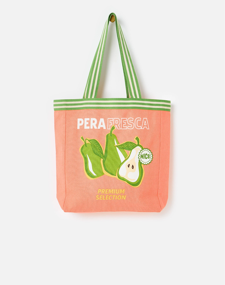 Coral Pera Fresca Fabric Tote Shopper Bag
