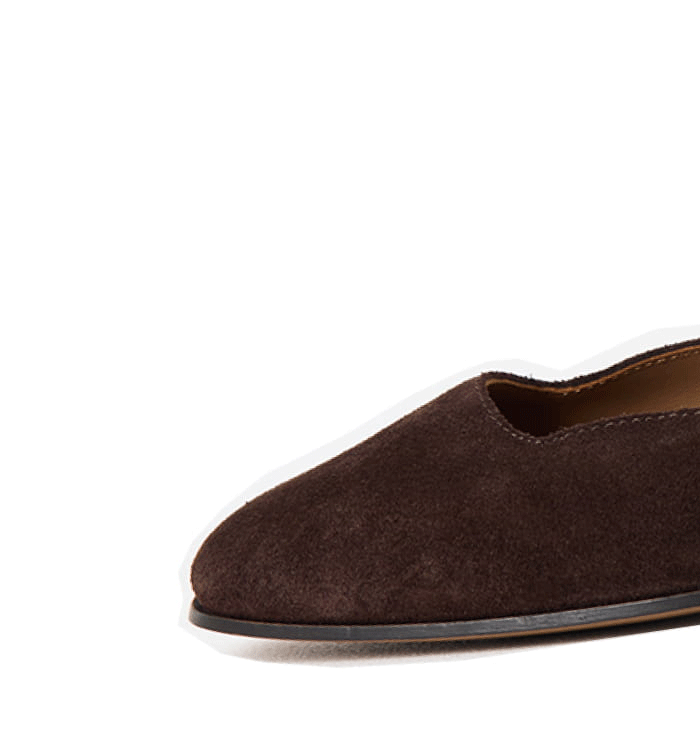 Chocolate Brown Suede Scalloped Mary Janes