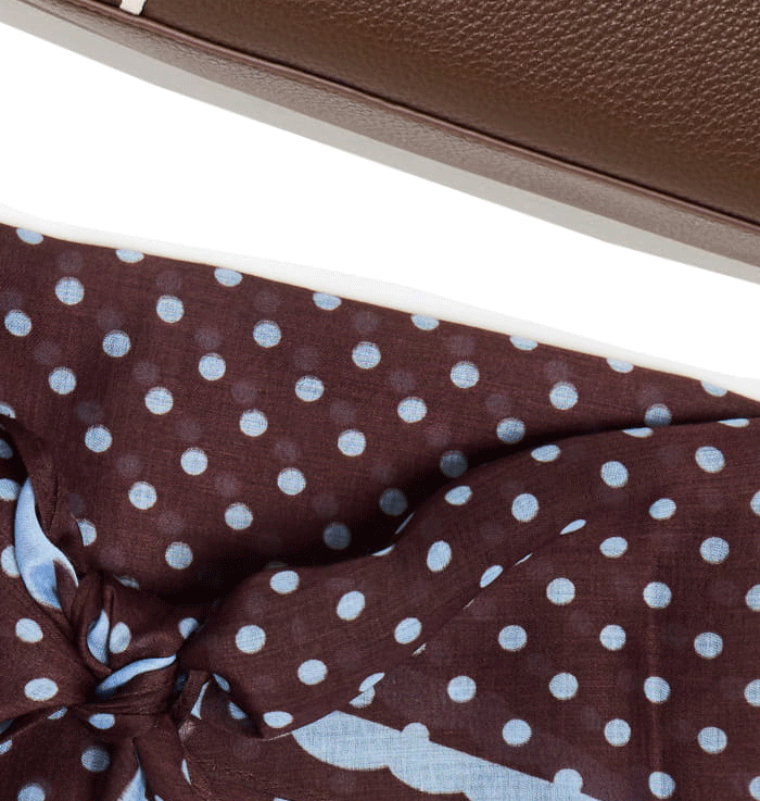 Chocolate Brown & Blue Polka Dot Diamond Scarf