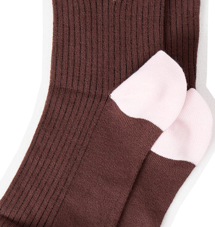Brown Left & Right Ribbed Ankle Socks