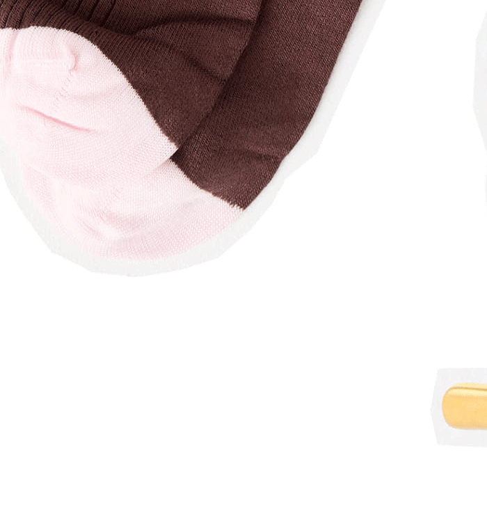 Brown Left & Right Ribbed Ankle Socks