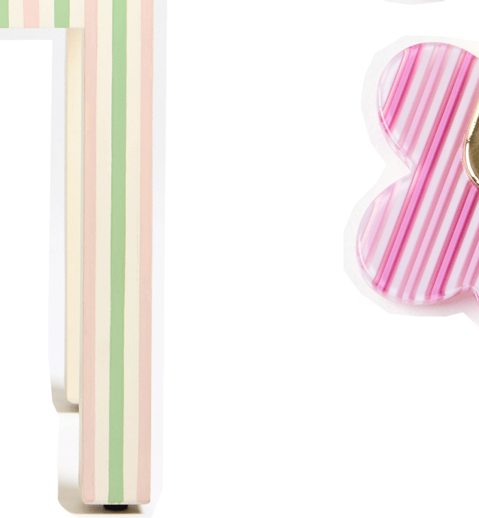 Gaia Pink Stripe Resin Flower Motif Hoop Earrings