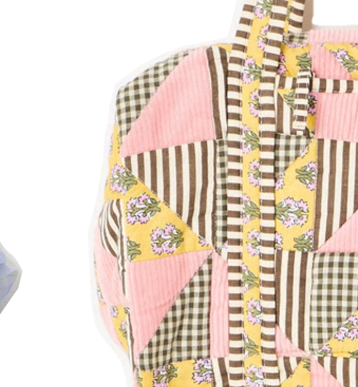 Emily Pink & Brown Patchwork Corduroy Quilted Bag