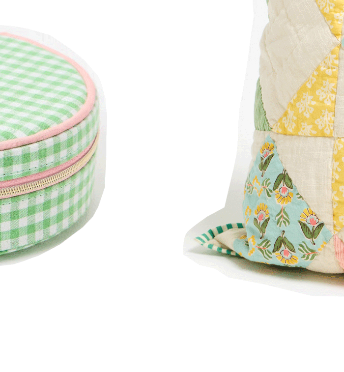 Gingham Green Round Jewellery Box