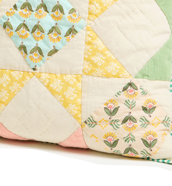 Patchwork Pastel Multicolour Velvet Cushion Cover 60x60cm