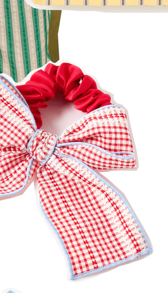 Heather Red Check Bow Scrunchie